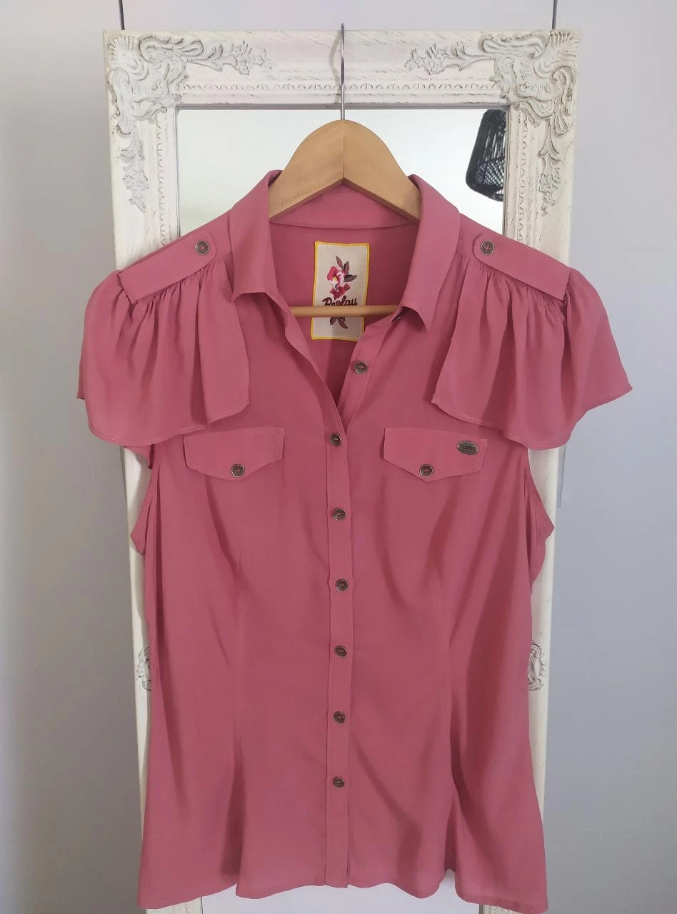 Blusa Feminina Replay Dusty Rose Sem Mangas de Viscose com Babado P – photo 2